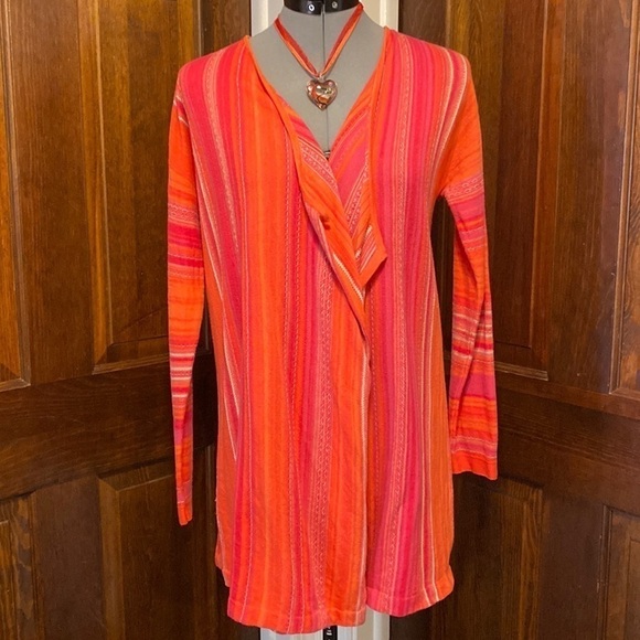 J. Jill draped Vertical Striped Open Front Cardigan - Picture 1 of 8